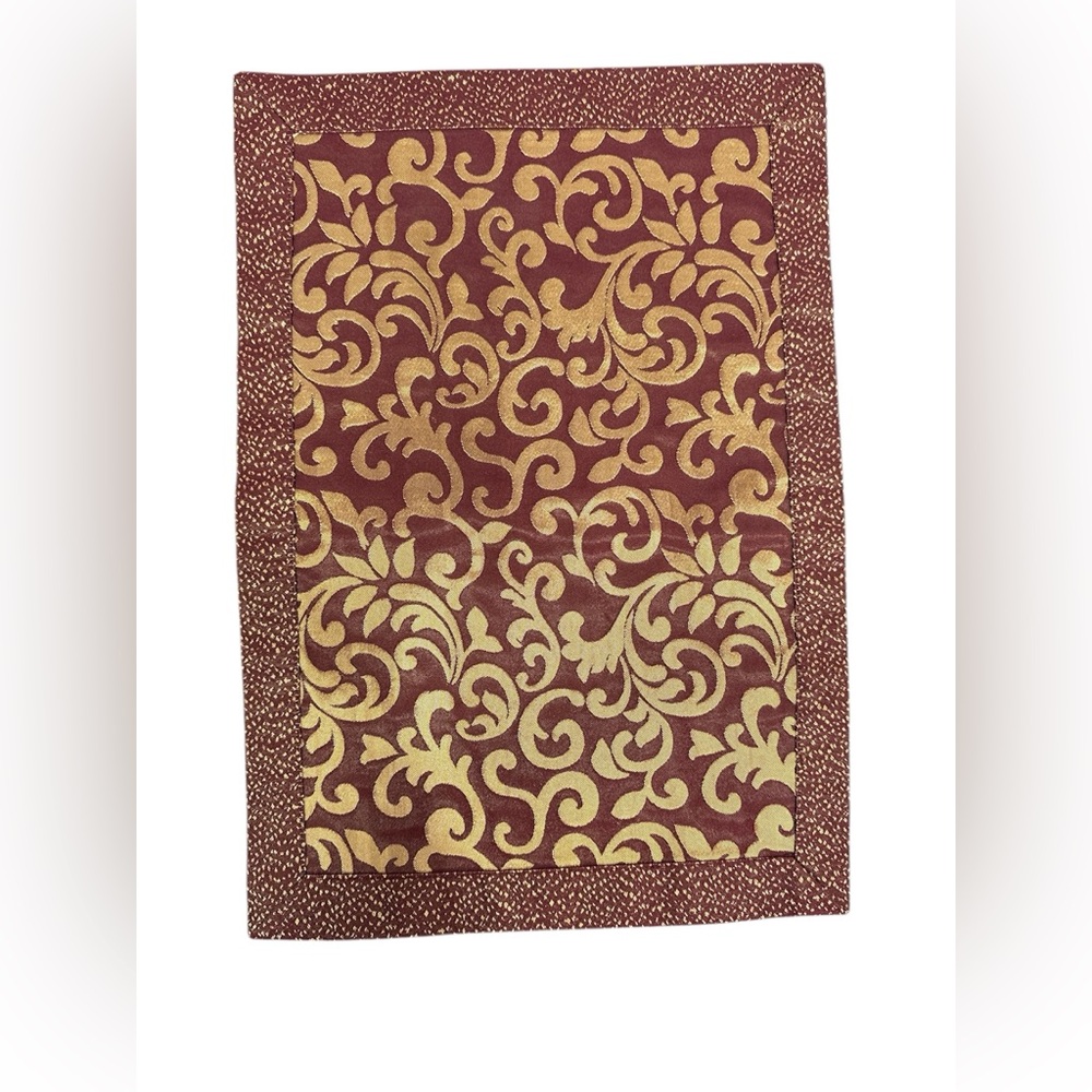 LN set of 7 placemats Table Waterford thanksgiving Christmas maroon gold 18 x 13 - Picture 2 of 5